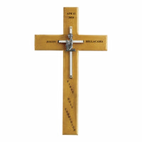 10 inch Personalized First Communion Girl Maple Wood and Brass Wall Cross