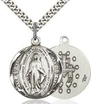 Miraculous Medal Sterling Silver- Round  7/8" x 3/4" - St. Mary's Gift Store