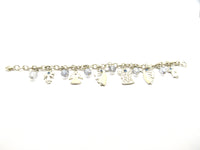 Silver Plated Angel Bracelet with Light Blue Beads, 7 inches - St. Mary's Gift Store