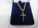 10KT  Gold Cross with Diamond Accent with 20 inch 10KT Rope Style Gold Chain. - St. Mary's Gift Store