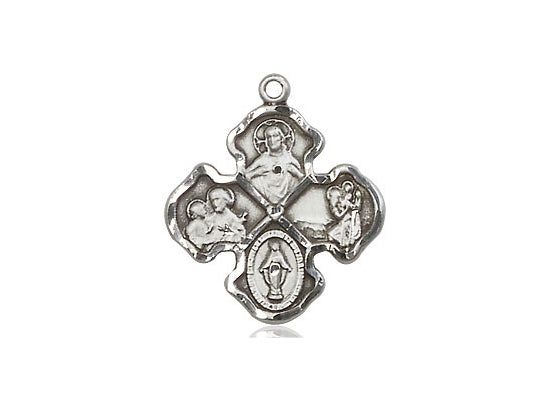 4-Way First Communion Cross - Sterling Silver Crucifix.  Medal only.