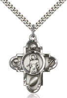 Multi - Sport 5-Way St. Sebastian  Sterling Silver Medal, 1 1/4 inch - St. Mary's Gift Store