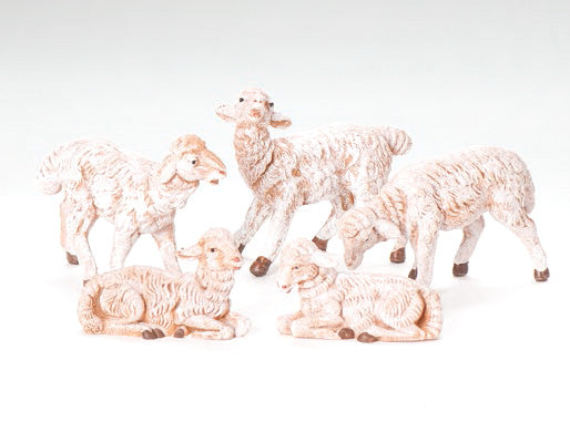 5 White Sheep Figurine Set for Fontanini 5 inch Scale Nativity - St. Mary's Gift Store