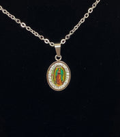 Our Lady of Guadalupe Oval Pendant with Rhinestone - St. Mary's Gift Store