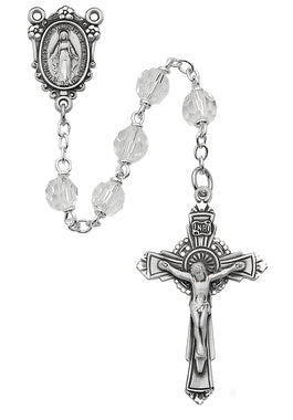 Sterling Silver Crystal Tincut Rosary - St. Mary's Gift Store