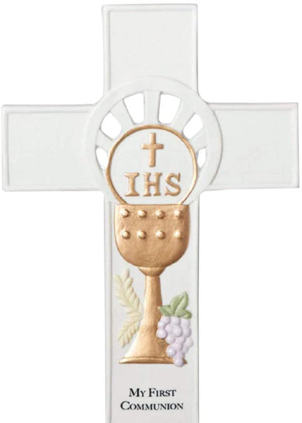 "My First Communion" Cross  Porcelain Cross, 8.5 inches - St. Mary's Gift Store