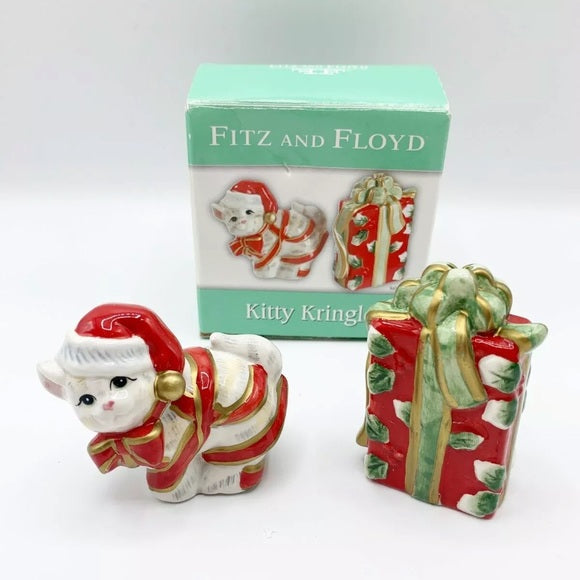 Fitz and Floyd Kitty Kringler Salt and Pepper Shaker - St. Mary's Gift Store